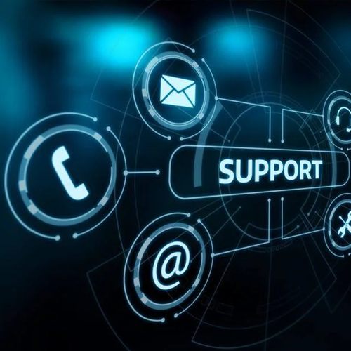 Íconos de soporte técnico: teléfono, correo y chat